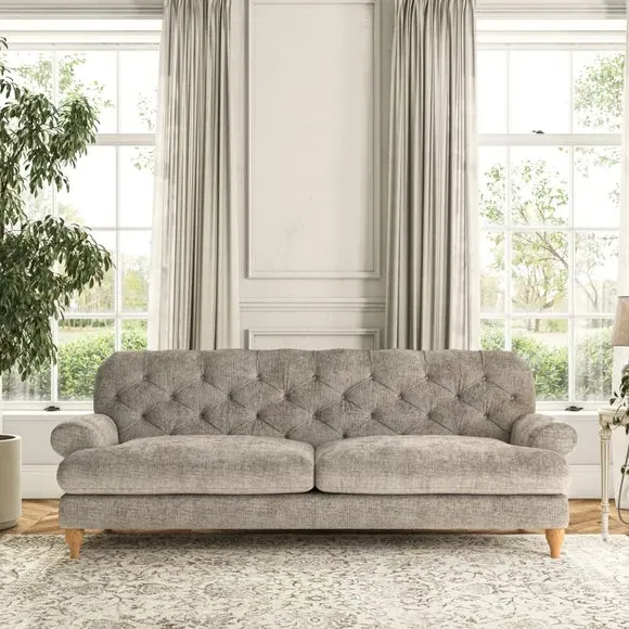 4-Seater Chesterfield Sofa - Mushroom, Chenille