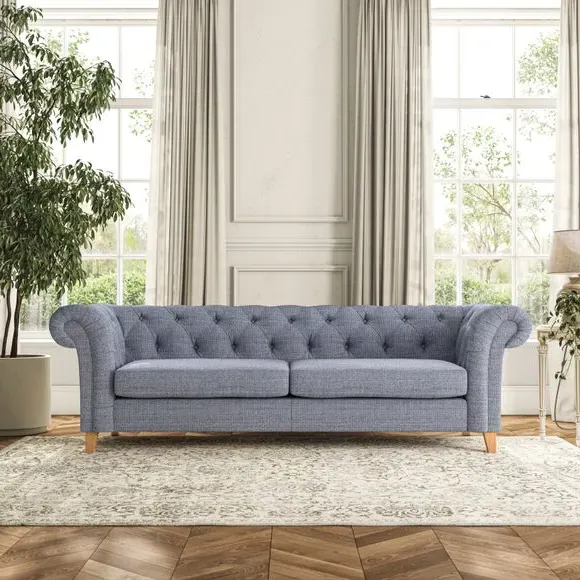 4-Seater Chesterfield Sofa - Navy, Fabric