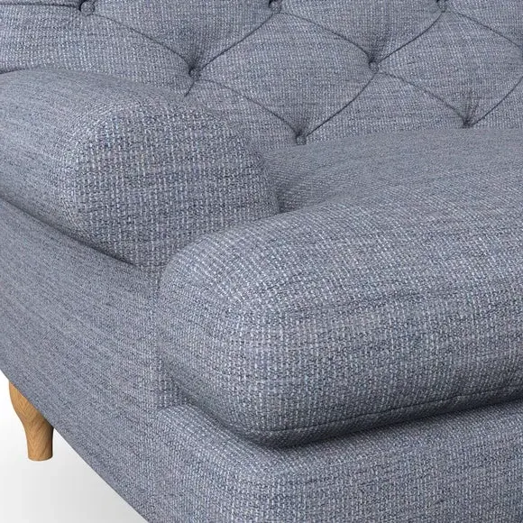 4-Seater Chesterfield Sofa - Navy, Tonal Weave