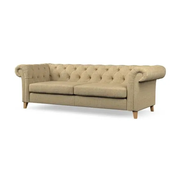 4-Seater Chesterfield Sofa - Ochre, Fabric
