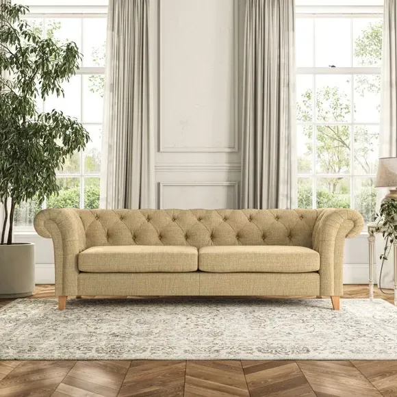 4-Seater Chesterfield Sofa - Ochre, Fabric