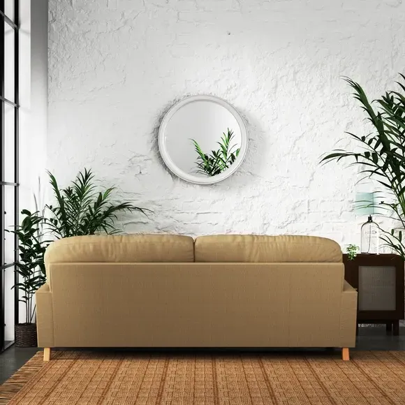4-Seater Chesterfield Sofa - Ochre, Faux Linen