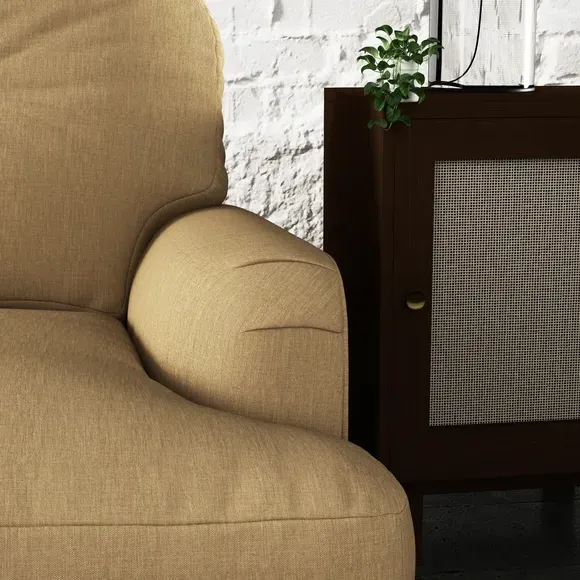 4-Seater Chesterfield Sofa - Ochre, Faux Linen