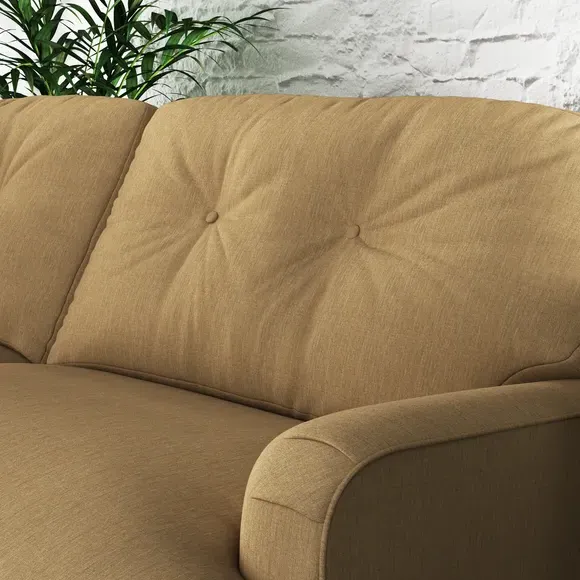 4-Seater Chesterfield Sofa - Ochre, Faux Linen