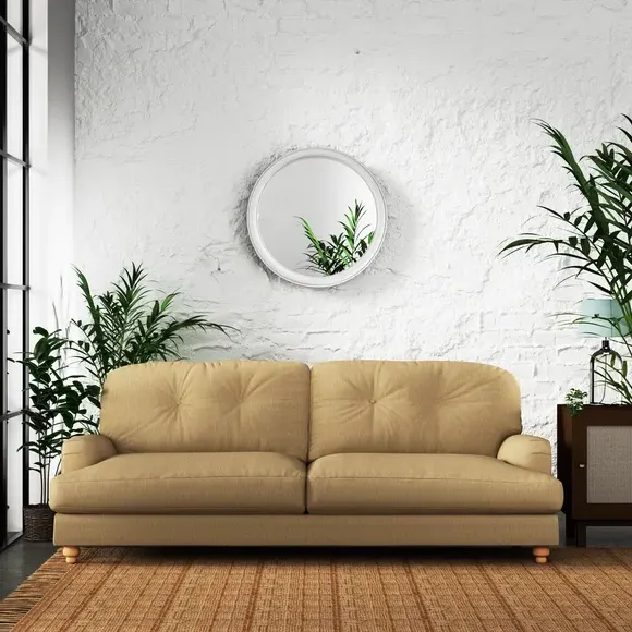 4-Seater Chesterfield Sofa - Ochre, Faux Linen