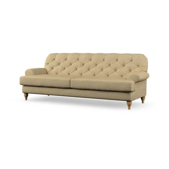 4-Seater Chesterfield Sofa - Ochre, Tonal Weave