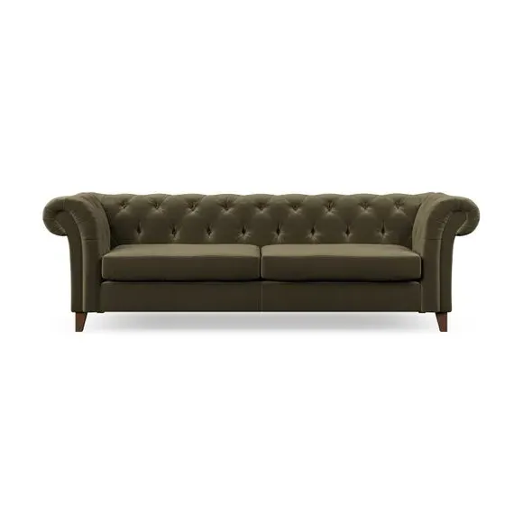 4-Seater Chesterfield Sofa - Olive, Velvet