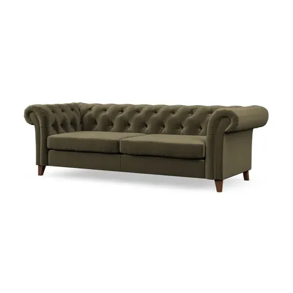 4-Seater Chesterfield Sofa - Olive, Velvet