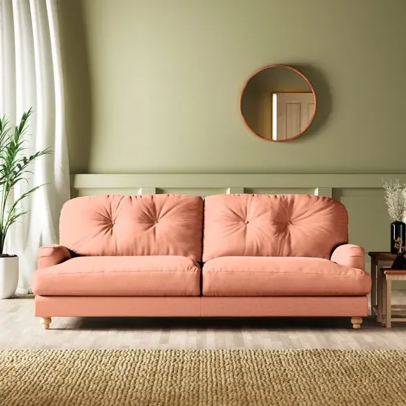 4-Seater Chesterfield Sofa - Orange, Velvet