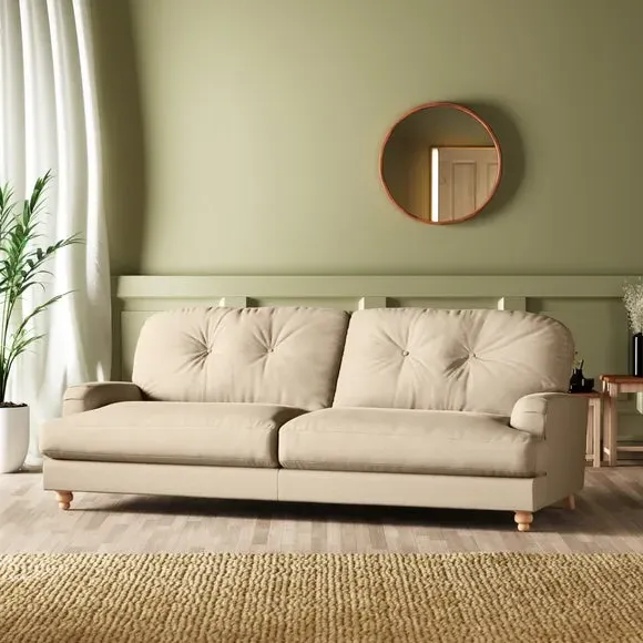 4-Seater Chesterfield Sofa - Sand, Velvet