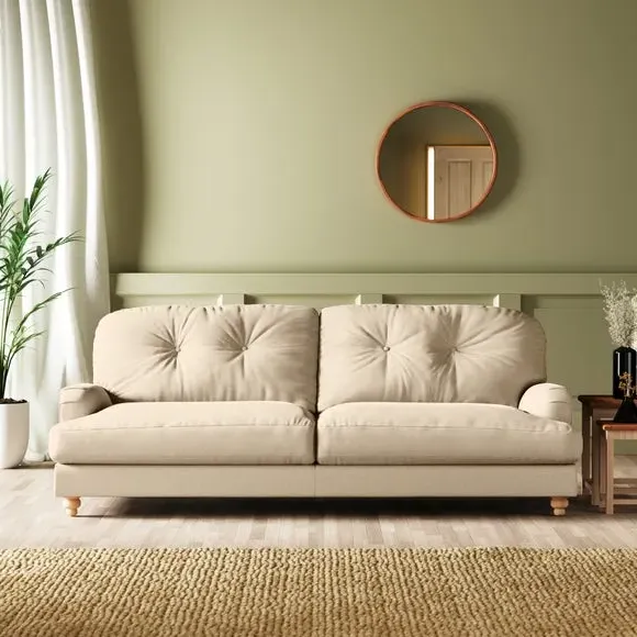 4-Seater Chesterfield Sofa - Sand, Velvet