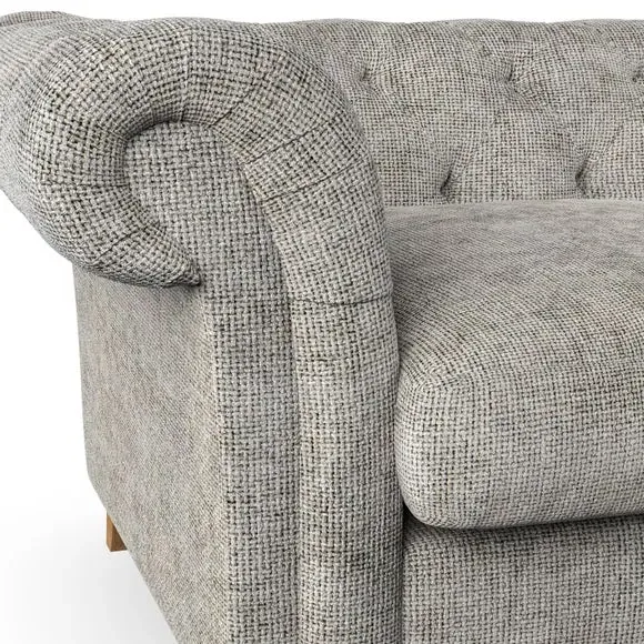 4-Seater Chesterfield Sofa - Silver, Chenille