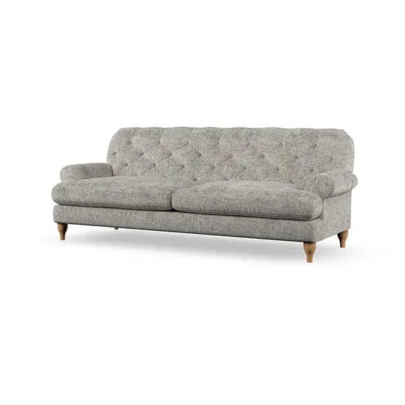4-Seater Chesterfield Sofa - Silver, Chenille