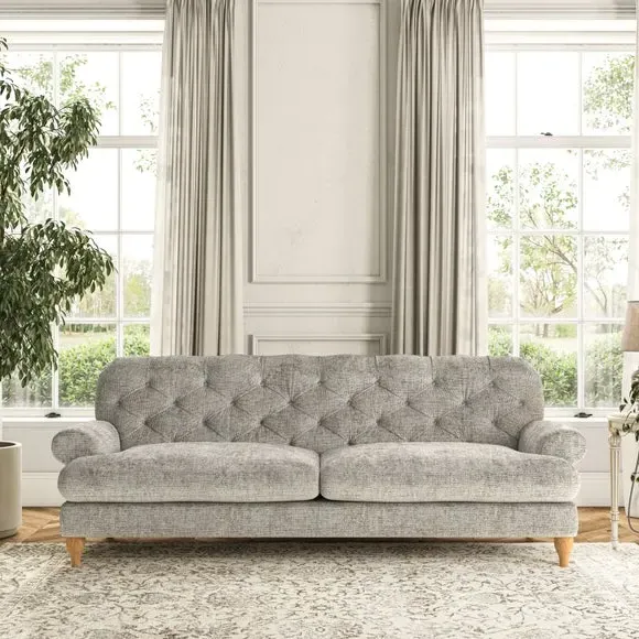 4-Seater Chesterfield Sofa - Silver, Chenille