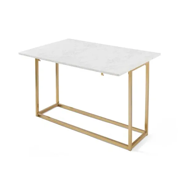4-Seater Console Dining Table - White, Marble