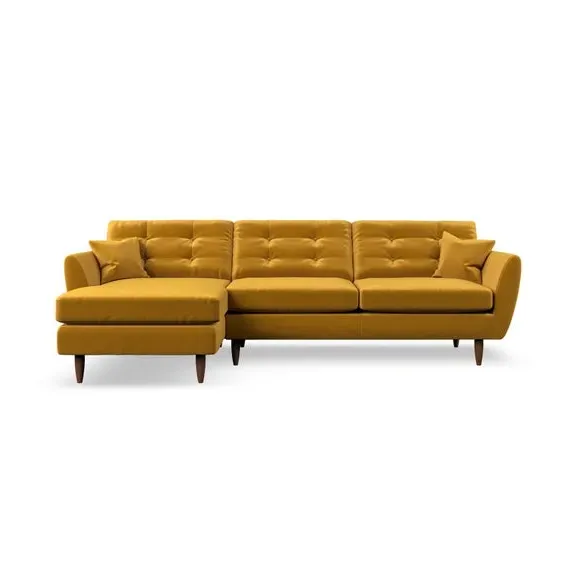 4-Seater Corner Chaise Sofa - Amber Gold, Velvet