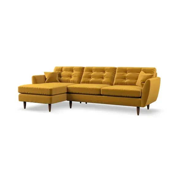 4-Seater Corner Chaise Sofa - Amber Gold, Velvet