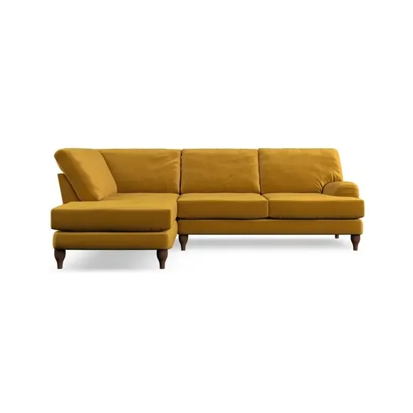 4-Seater Corner Chaise Sofa - Amber Gold, Velvet