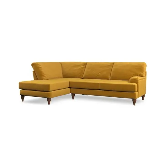4-Seater Corner Chaise Sofa - Amber Gold, Velvet