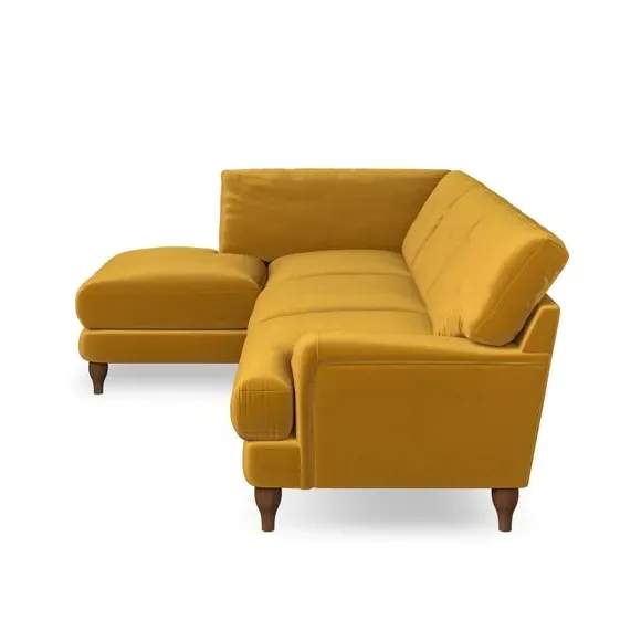 4-Seater Corner Chaise Sofa - Amber Gold, Velvet