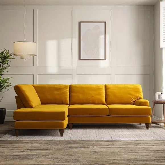 4-Seater Corner Chaise Sofa - Amber Gold, Velvet image