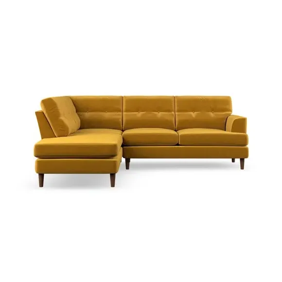 4-Seater Corner Chaise Sofa - Amber, Velvet