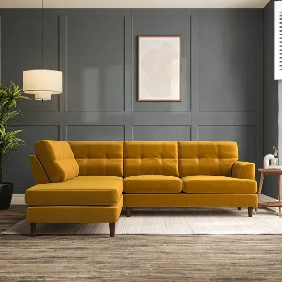 4-Seater Corner Chaise Sofa - Amber, Velvet image