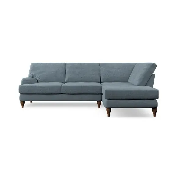 4-Seater Corner Chaise Sofa - Aqua, Chenille
