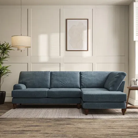4-Seater Corner Chaise Sofa - Aqua, Chenille