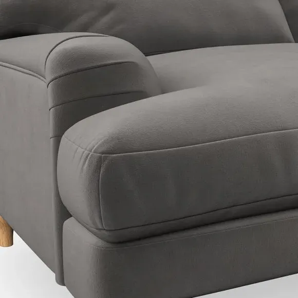4-Seater Corner Chaise Sofa - Charcoal, Velvet