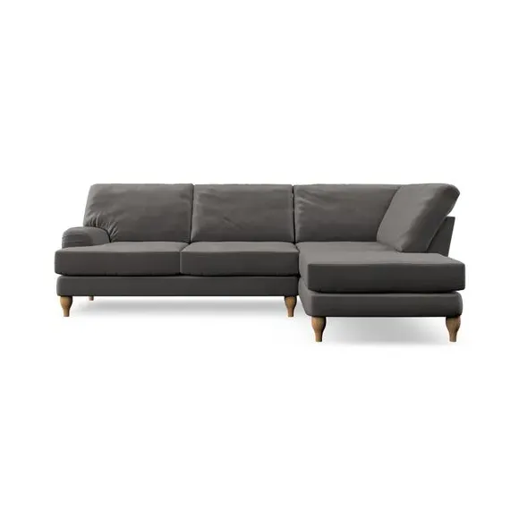 4-Seater Corner Chaise Sofa - Charcoal, Velvet