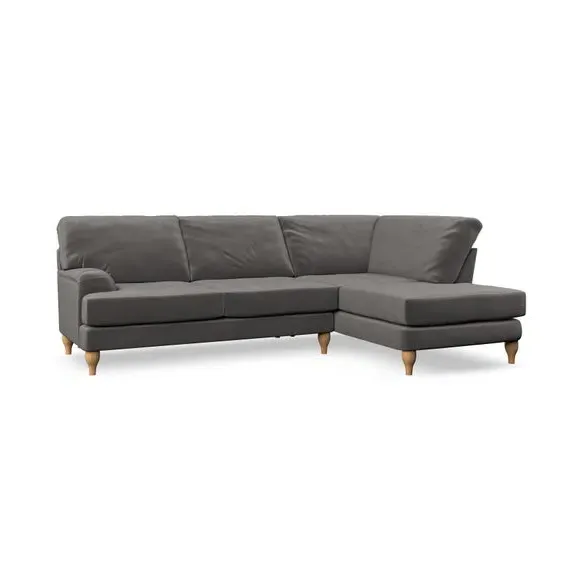 4-Seater Corner Chaise Sofa - Charcoal, Velvet