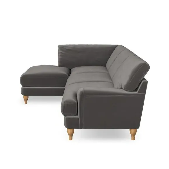 4-Seater Corner Chaise Sofa - Charcoal, Velvet