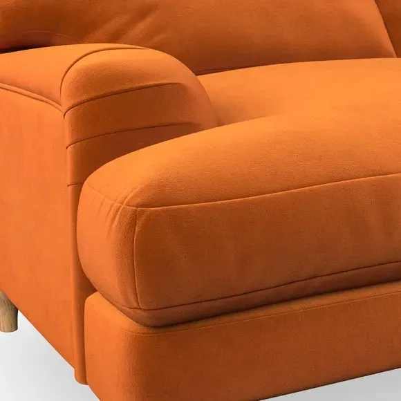 4-Seater Corner Chaise Sofa - Ginger, Velvet