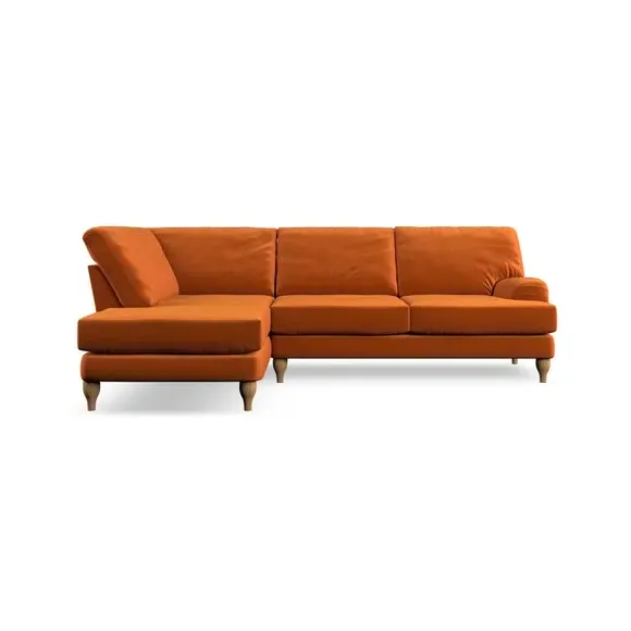 4-Seater Corner Chaise Sofa - Ginger, Velvet