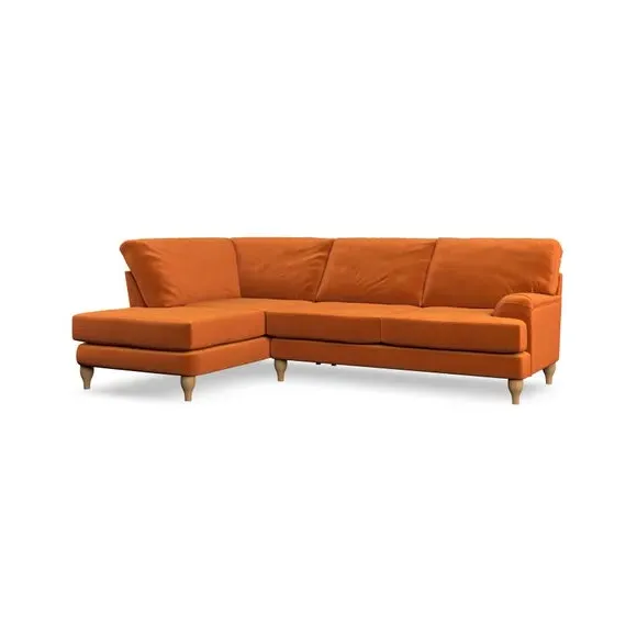 4-Seater Corner Chaise Sofa - Ginger, Velvet
