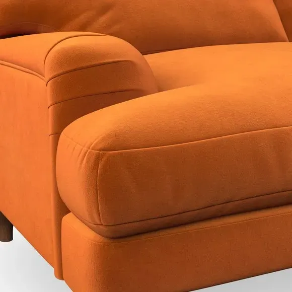 4-Seater Corner Chaise Sofa - Ginger, Velvet