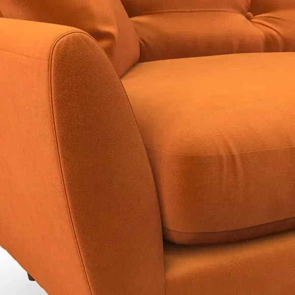4-Seater Corner Chaise Sofa - Ginger, Velvet