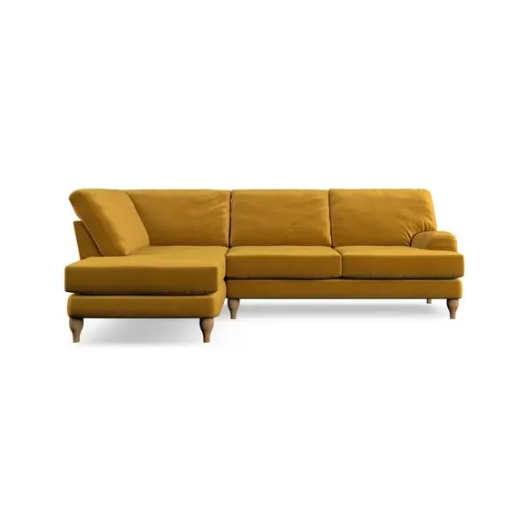 4-Seater Corner Chaise Sofa - Gold, Velvet