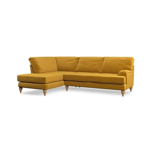 4-Seater Corner Chaise Sofa - Gold, Velvet