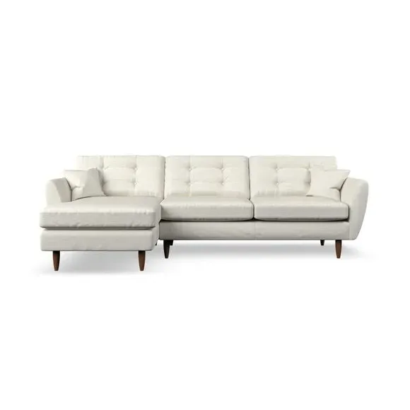 4-Seater Corner Chaise Sofa - Ivory, Tonal Weave