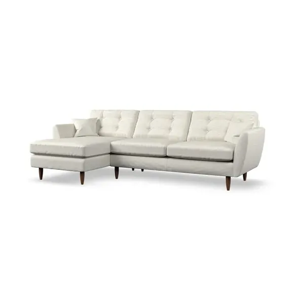 4-Seater Corner Chaise Sofa - Ivory, Tonal Weave