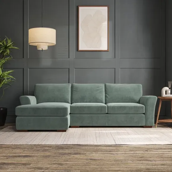 4-Seater Corner Chaise Sofa - Lilypad, Velvet