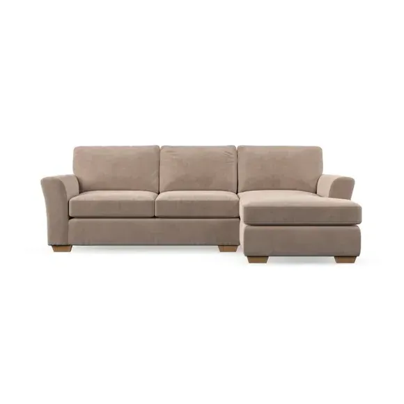 4-Seater Corner Chaise Sofa - Natural, Velvet