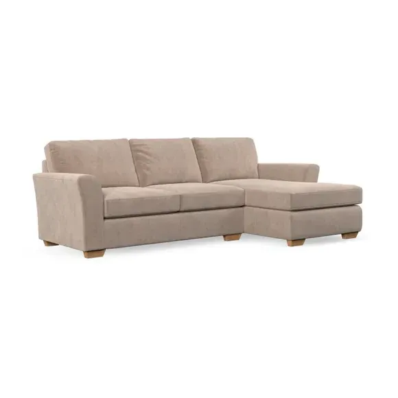 4-Seater Corner Chaise Sofa - Natural, Velvet