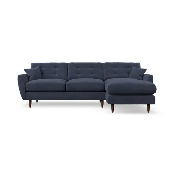 4-Seater Corner Chaise Sofa - Navy, Chenille