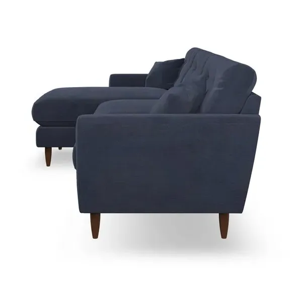 4-Seater Corner Chaise Sofa - Navy, Chenille