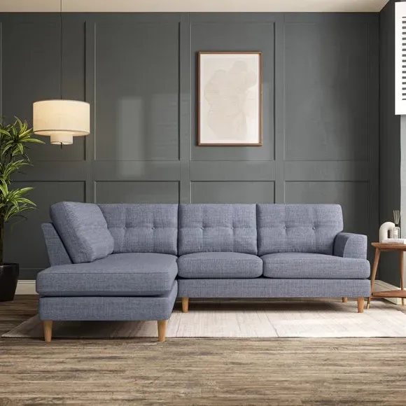 4-Seater Corner Chaise Sofa - Navy, Fabric