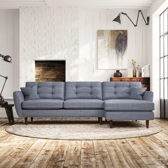4-Seater Corner Chaise Sofa - Navy, Fabric