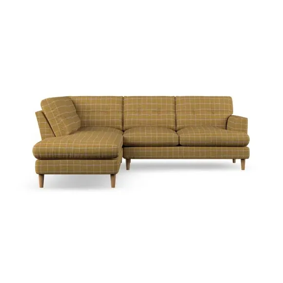 4-Seater Corner Chaise Sofa - Ochre, Velvet